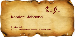 Kender Johanna névjegykártya